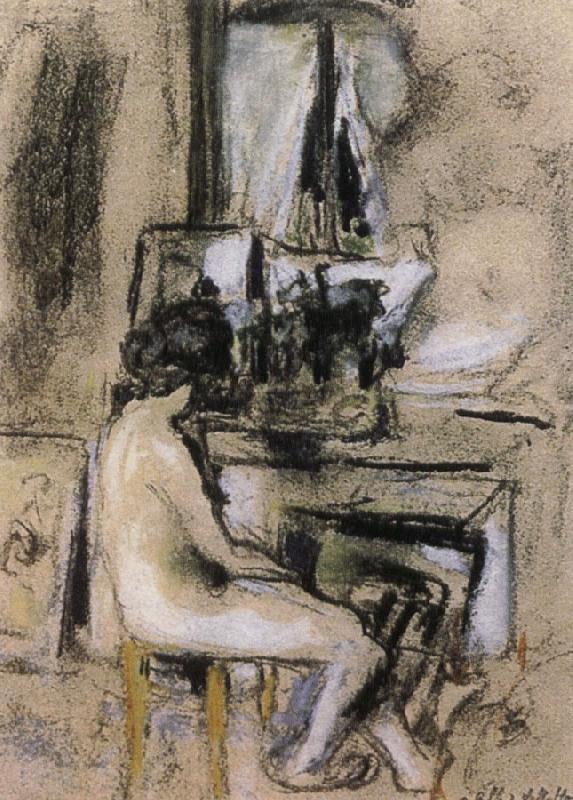 Edouard Vuillard Nude front of the fireplace